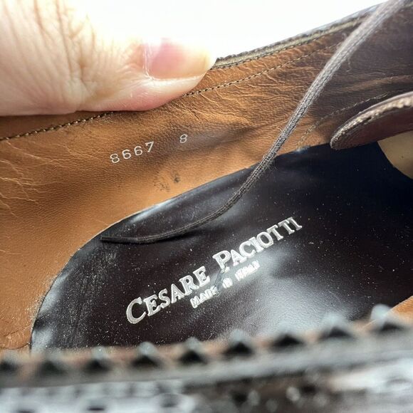 Cesare Paciotti Mens Brown Leather Oxford Dress Shoes Size 8 Made In Italy main image 6